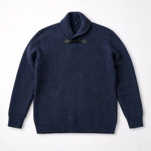 Gap Men's Toggle Shawl Collar Blue Heather Wool Cotton Sweater Size 3X Tall